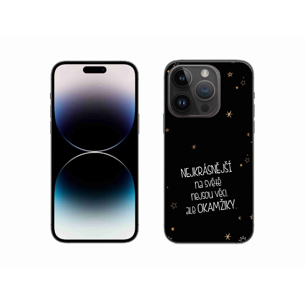 Gélový kryt mmCase na iPhone 14 Pro 6.1 - citát 4 čierne pozadie