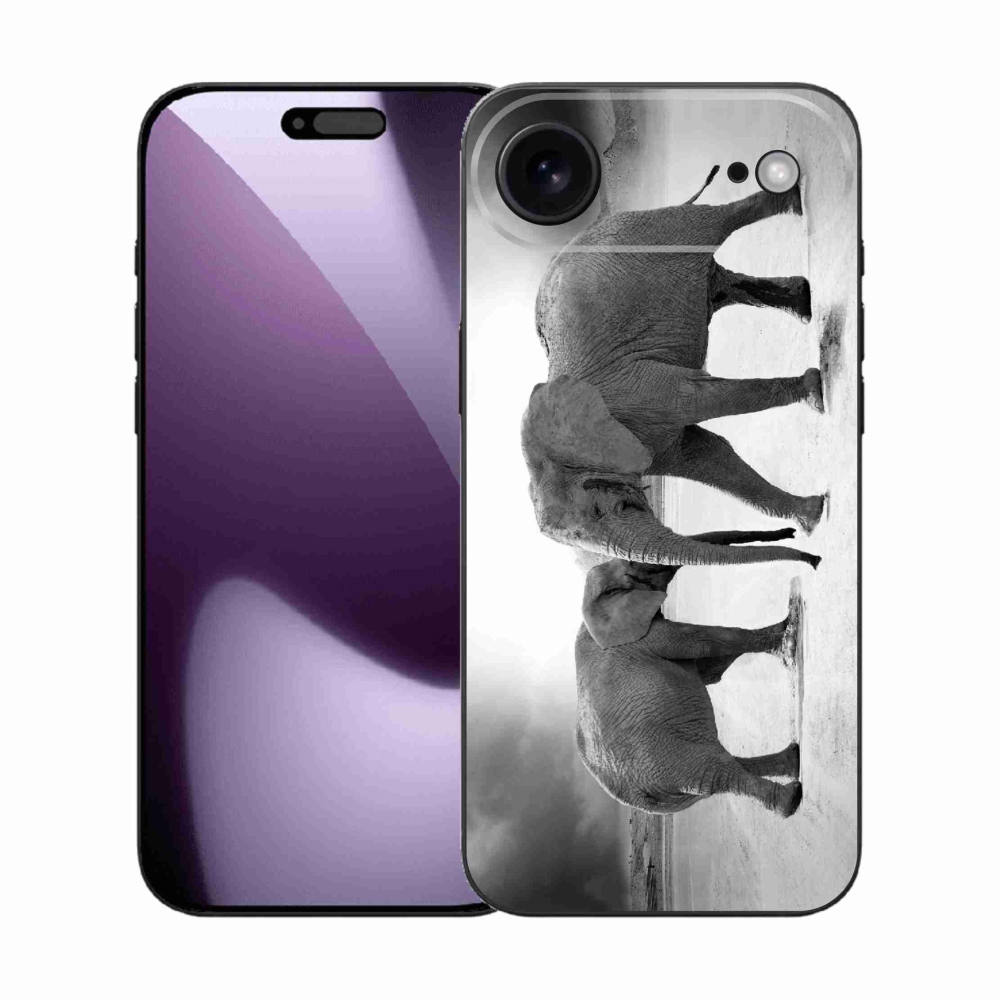 Gélový kryt mmCase na iPhone 17 Air - čiernobieli slony