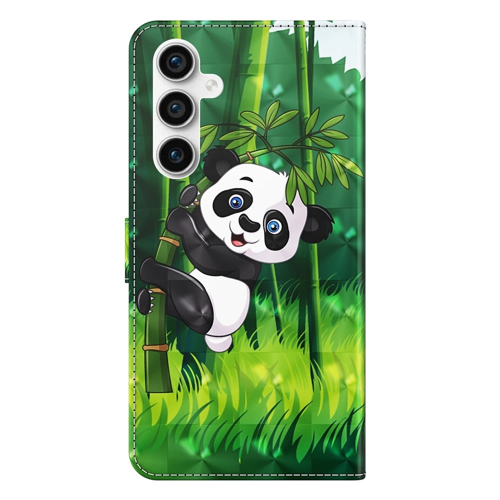 Print knižkové púzdro na Samsung Galaxy S23 FE - panda na bambuse