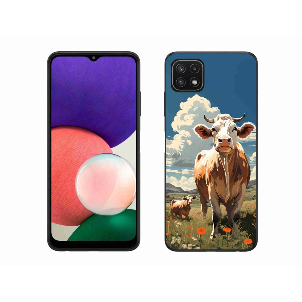 Gélový kryt mmCase na Samsung Galaxy A22 5G - kravy na lúke