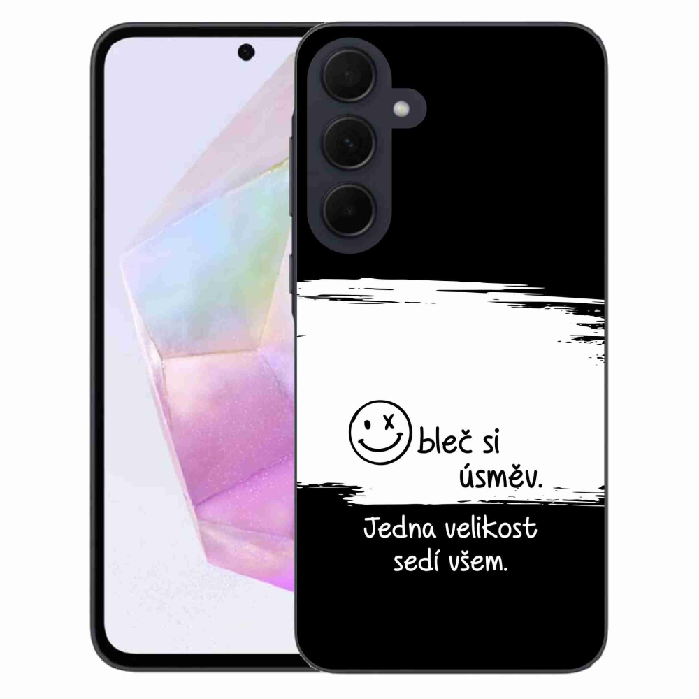 Gélový kryt mmCase na Samsung Galaxy A35 5G - vtipný text 8 bieločierne pozadie