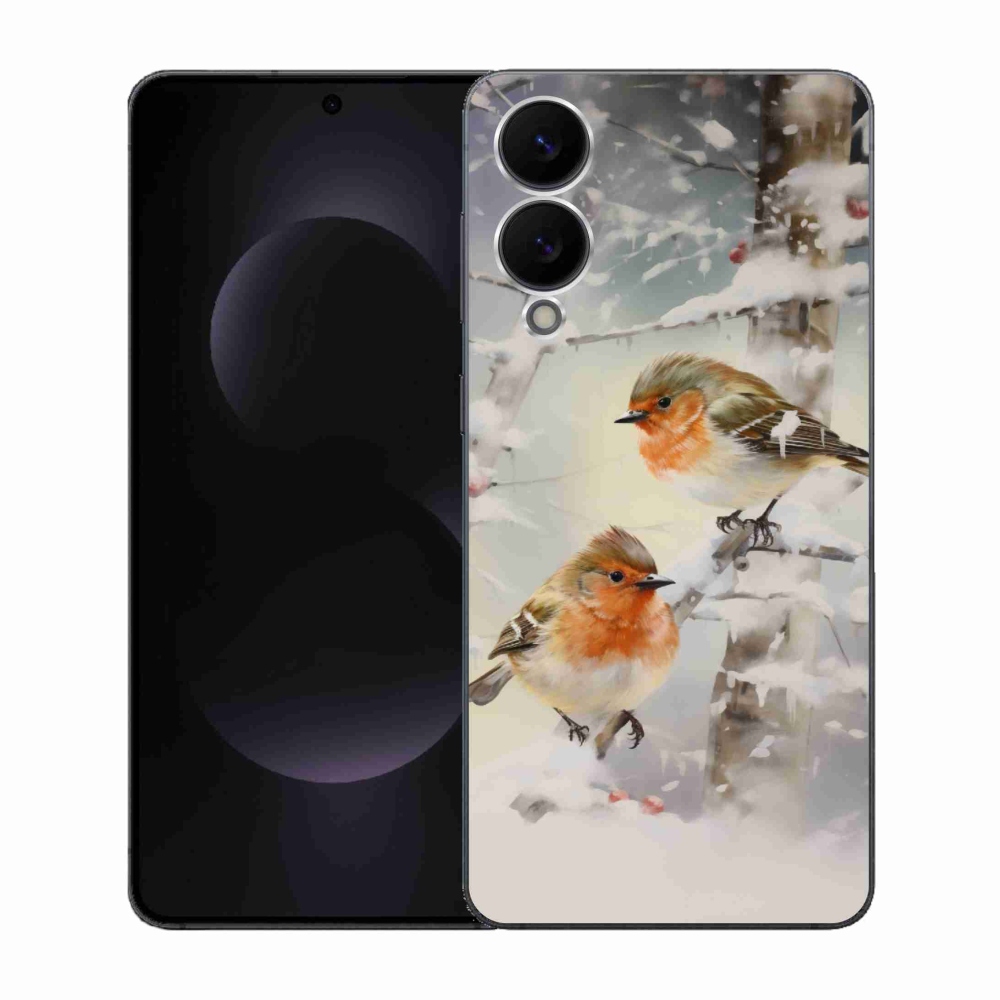 Gélový kryt mmCase na Samsung Galaxy S25 Edge - vtáčiky v zime