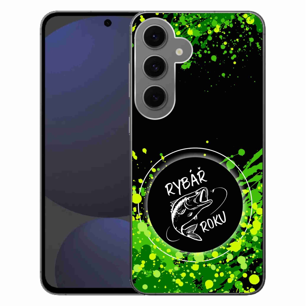 Gélový kryt mmCase na Samsung Galaxy S24 FE - rybár roku čierne pozadie
