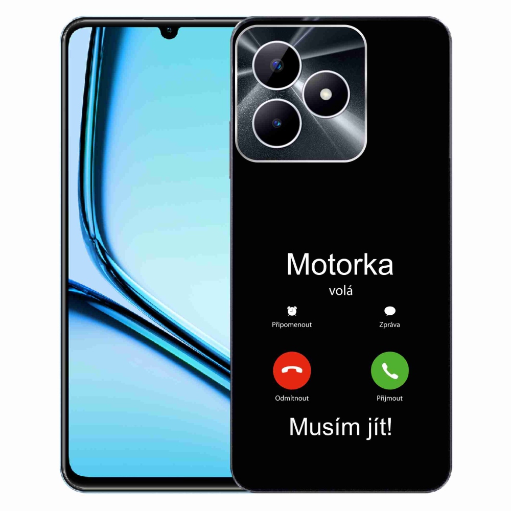Gélový kryt mmCase na Realme Note 50 - motorka volá čierne pozadie