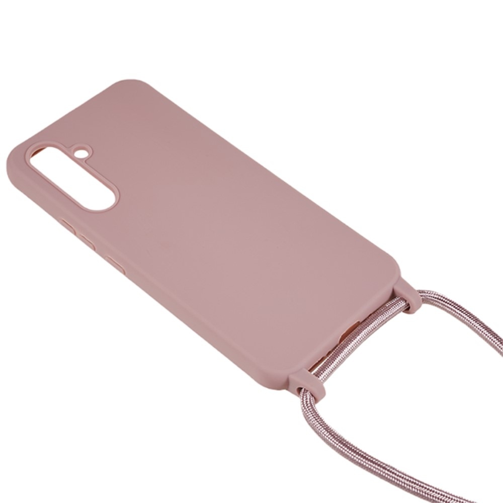 Lany gélový obal so šnúrkou na Samsung Galaxy S25 - tmavoružový