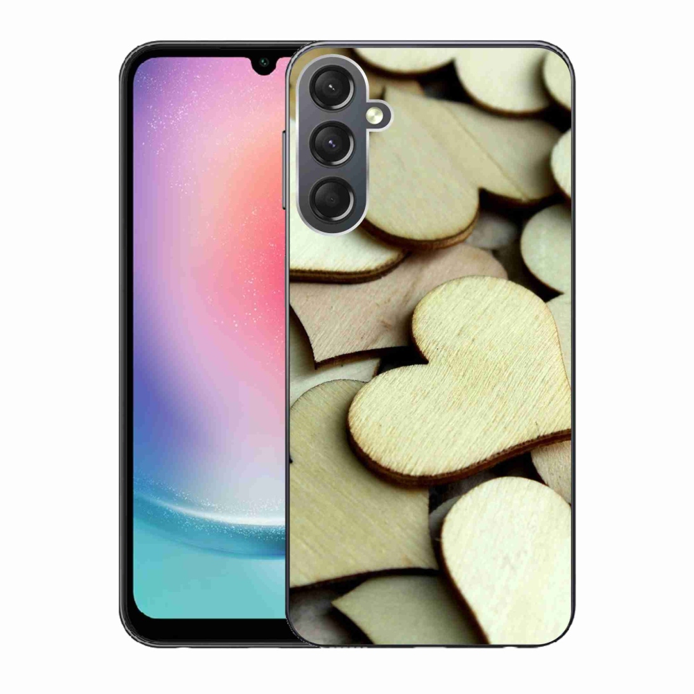 Gélový kryt mmCase na Samsung Galaxy A24 - drevené srdiečka