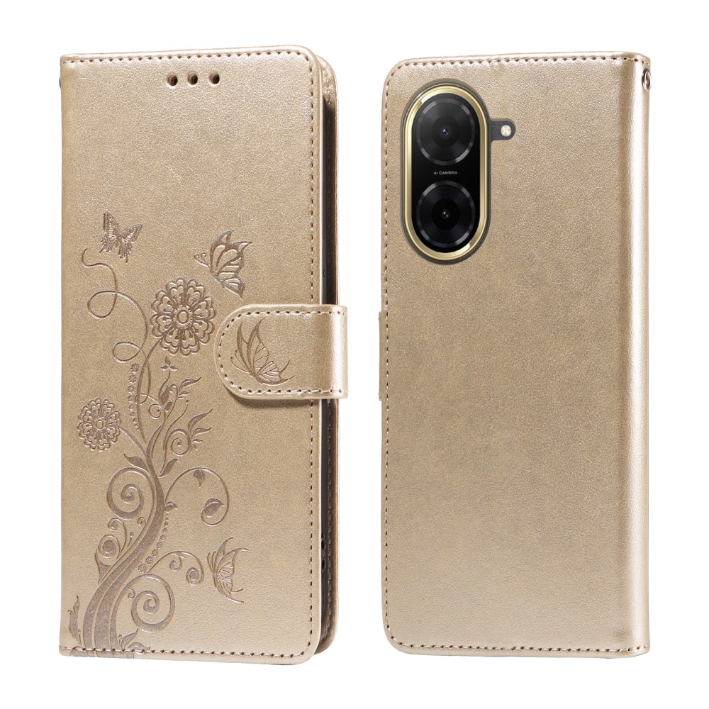 Flowery knižkové púzdro na Xiaomi Redmi A5 - zlaté
