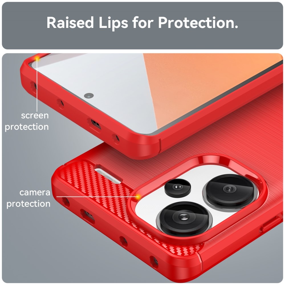 Carbon odolný gélový obal na Xiaomi Redmi Note 13 Pro + 5G - červený