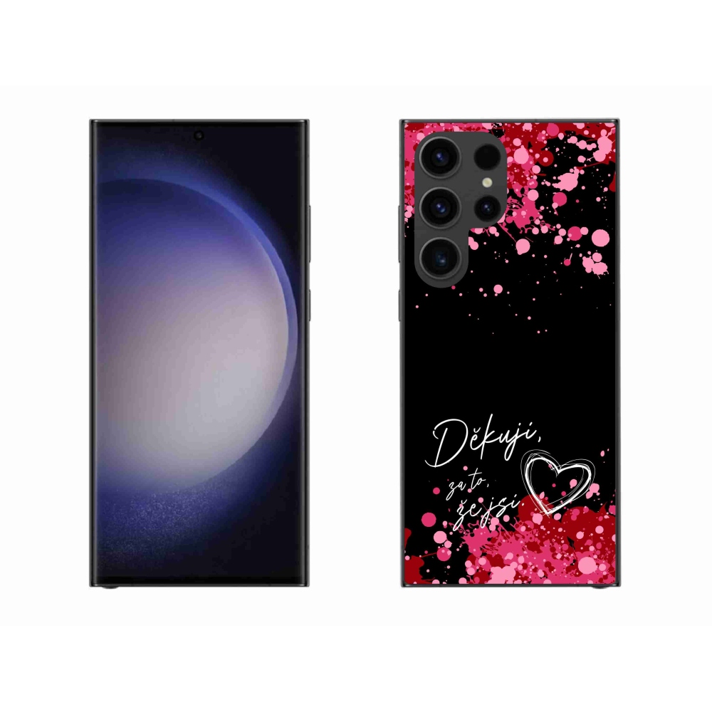 Gélový kryt mmCase na Samsung Galaxy S23 Ultra 5G - zamilovaný text 2 čierne pozadie