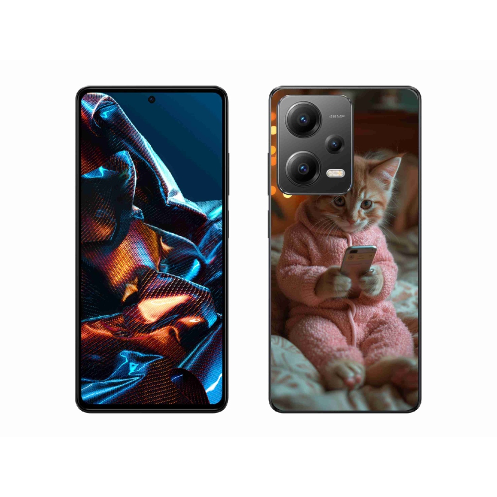 Gélový kryt mmCase na Xiaomi Redmi Note 12 Pro 5G - mačiatko s mobilom