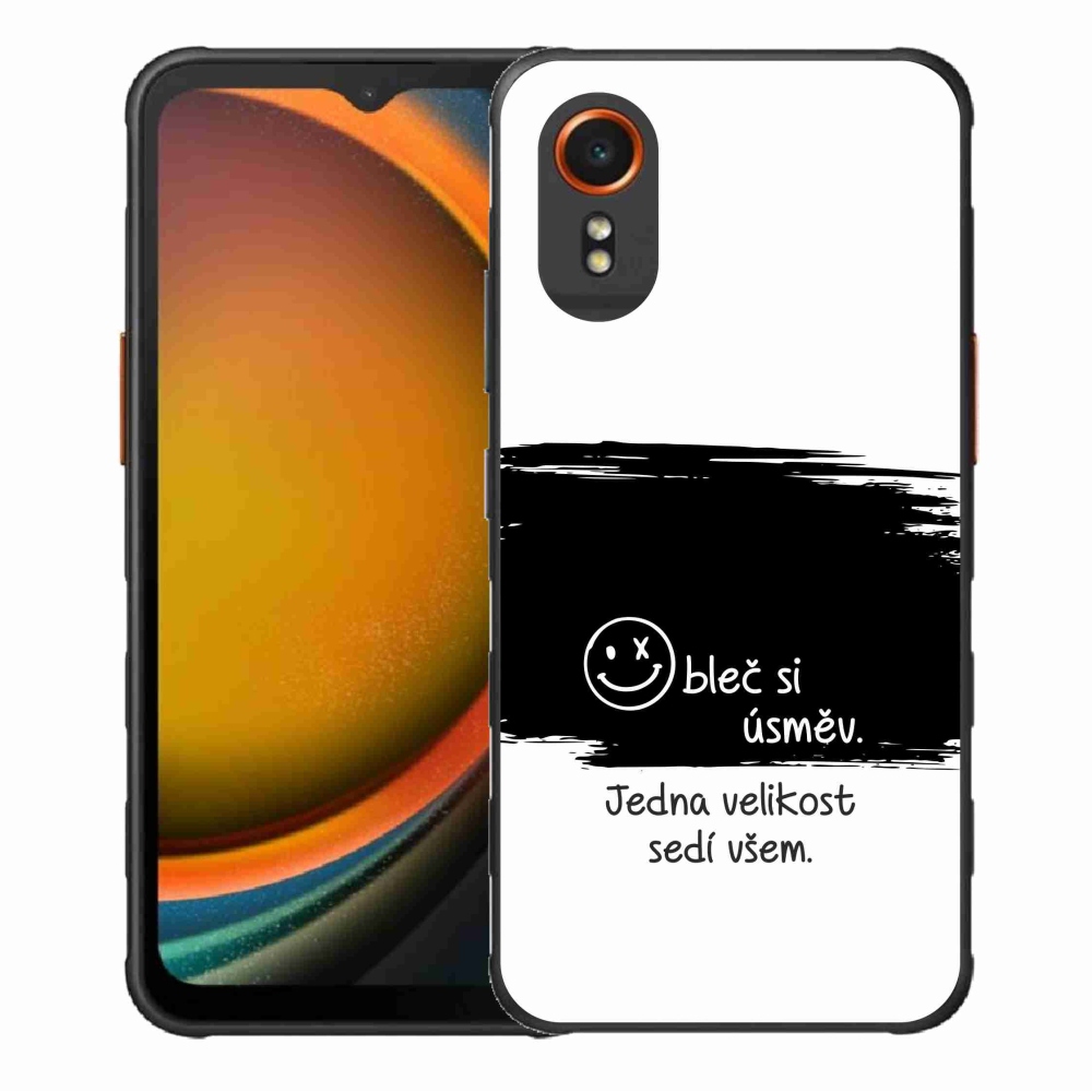 Gélový kryt mmCase na Samsung Galaxy Xcover 7 - vtipný text 8 čiernobiele pozadie