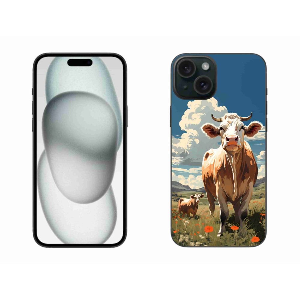 Gélový kryt mmCase na iPhone 15 Plus - kravy na lúke