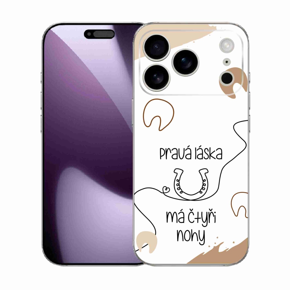 Gélový kryt mmCase na iPhone 17 Pro - konský motív biele pozadie