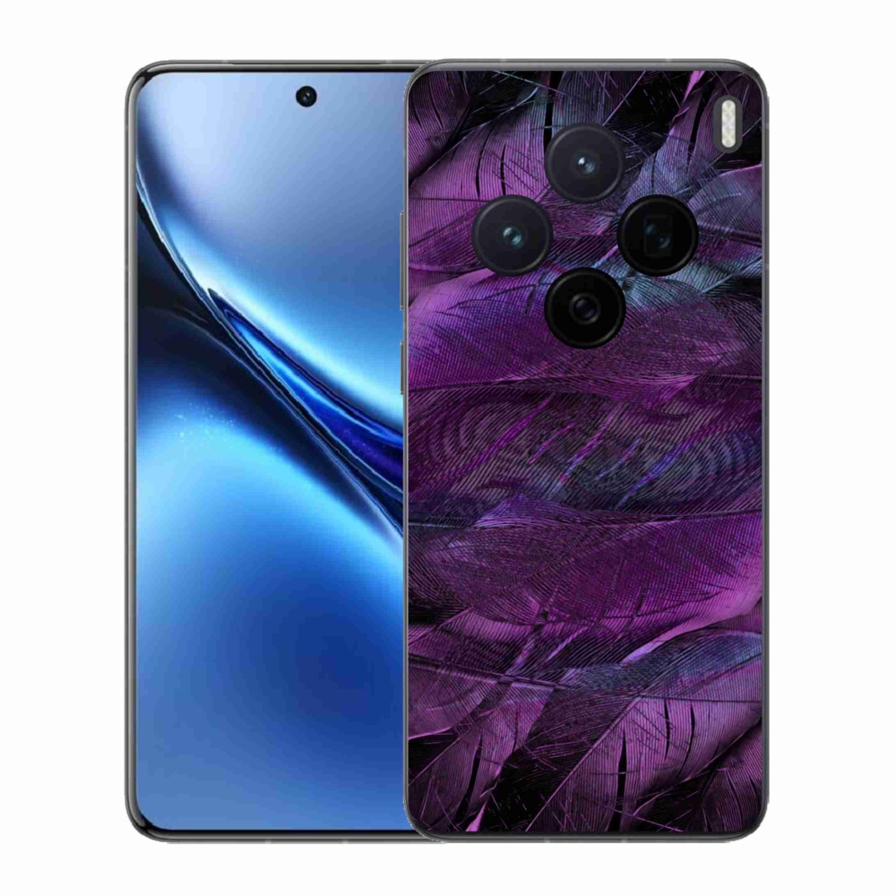 Gélový kryt mmCase na Vivo X200 5G - fialové pierka