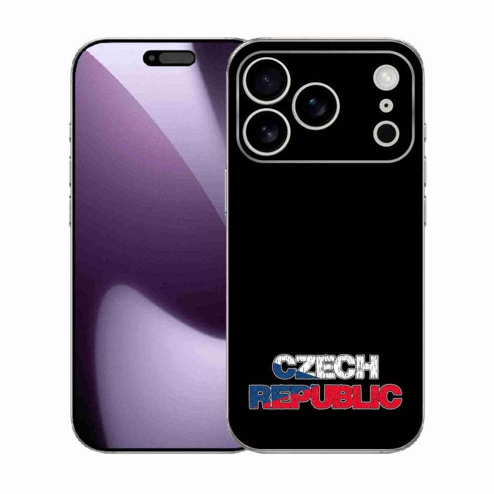 Gélový kryt mmCase na iPhone 17 Pro - Czech Republic čierne pozadie