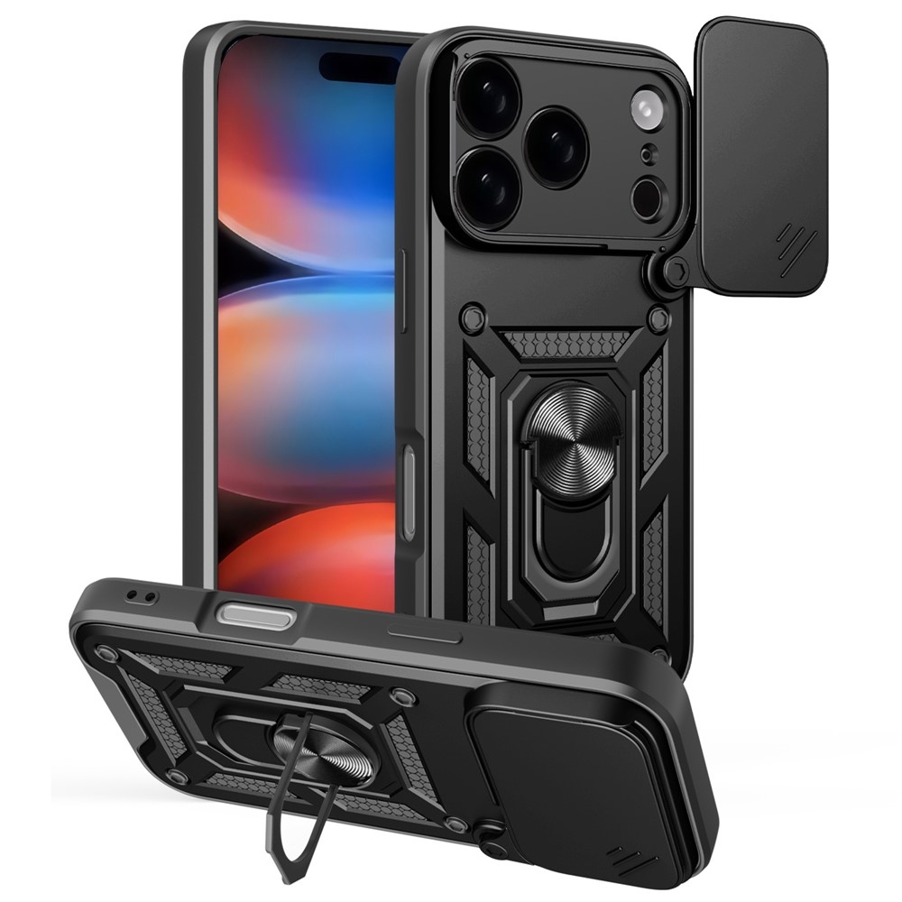 Ring odolný kryt na iPhone 17 Pro - čierny