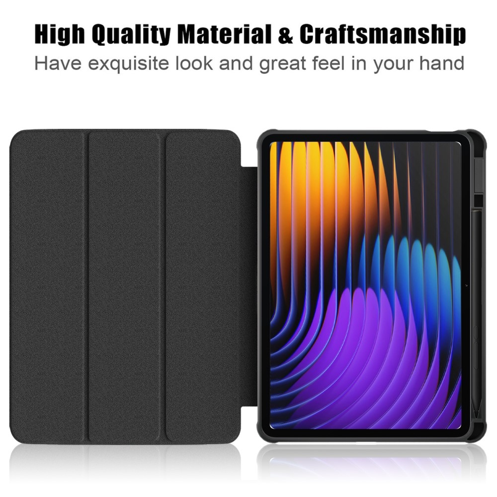 Pattern chytré polohovacie puzdro s priehľadným chrbtom na tablet Xiaomi Pad 7/7 Pro - graffiti