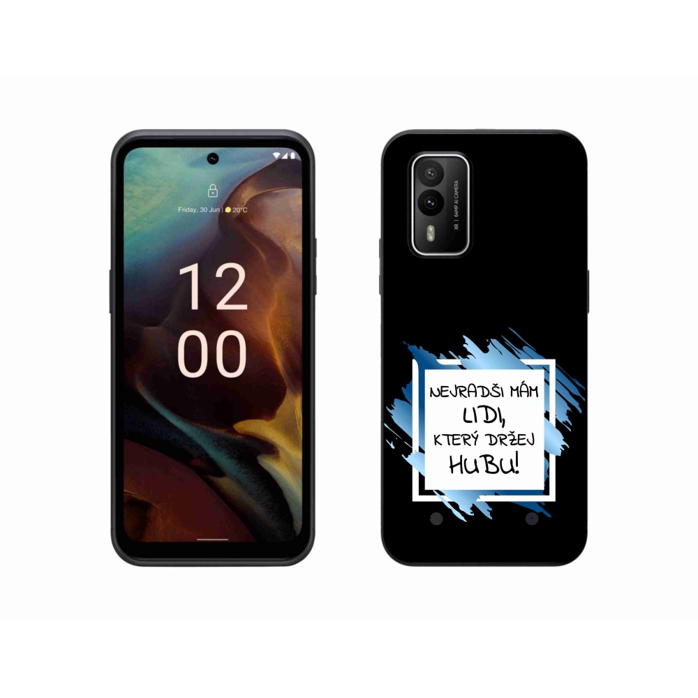 Gélový kryt mmCase na Nokia XR21 - vtipný text 7 bieločierne pozadie