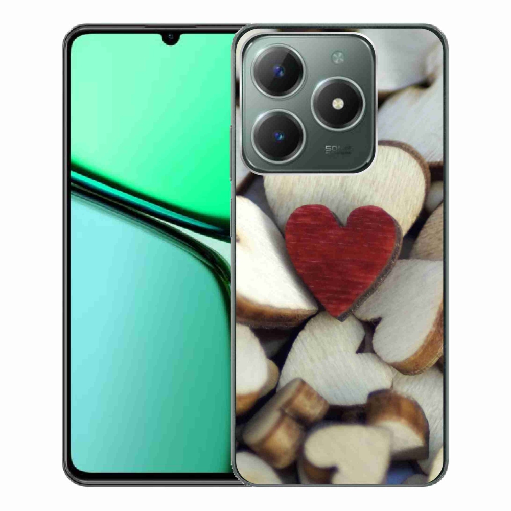 Gélový kryt mmCase na Realme C61 - gravírované červené srdce