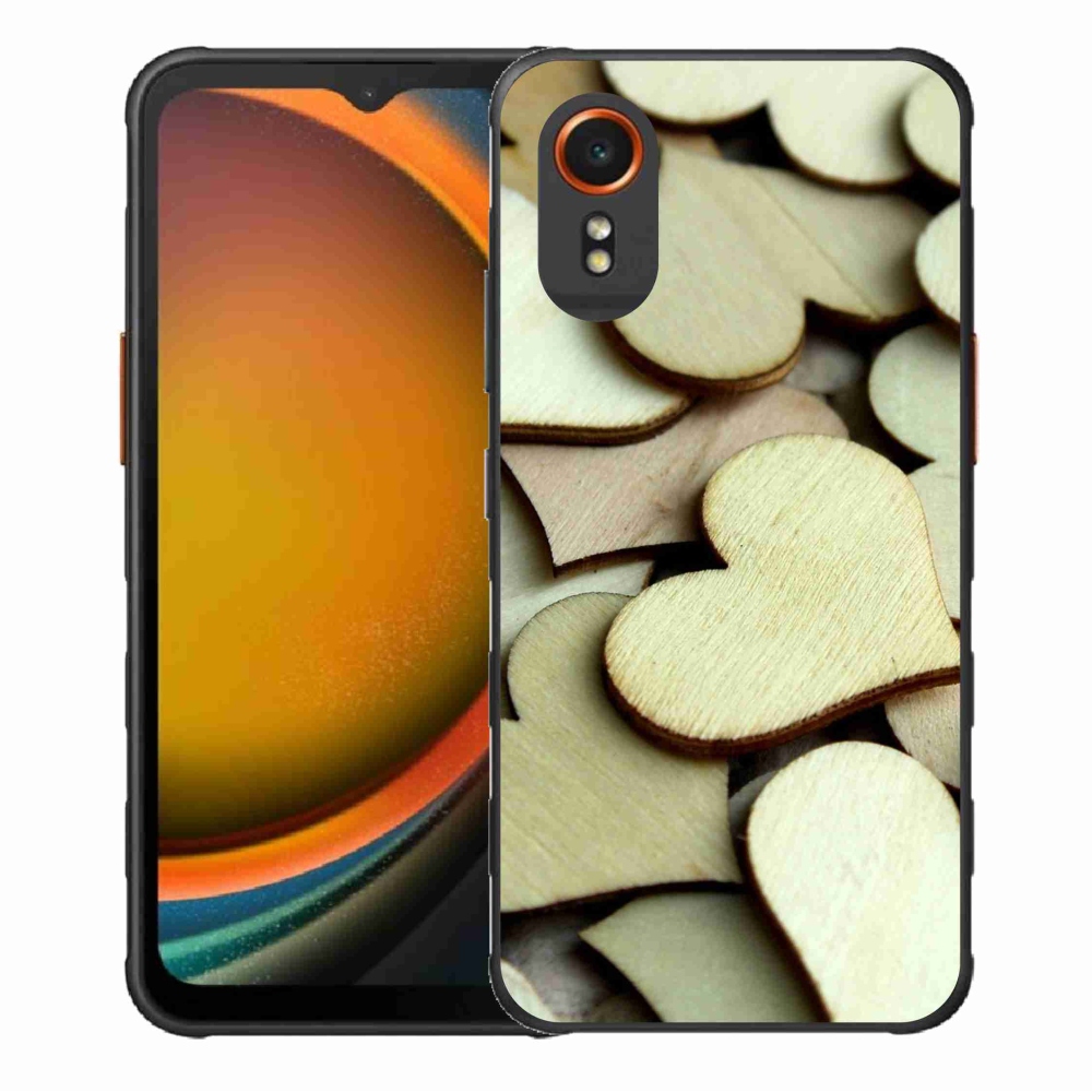 Gélový kryt mmCase na Samsung Galaxy Xcover 7 - drevené srdiečka