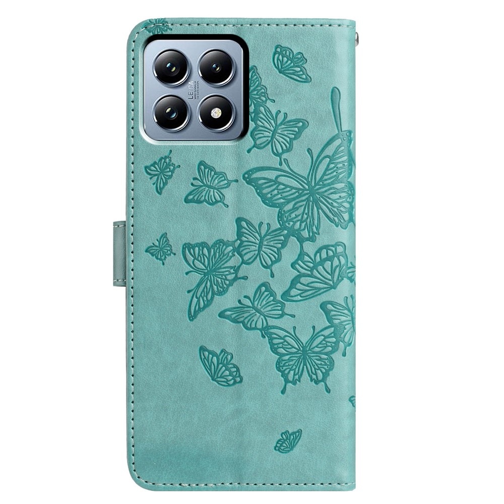 Floral Butterfly knižkové púzdro na Xiaomi 15T Pro - modrozelené