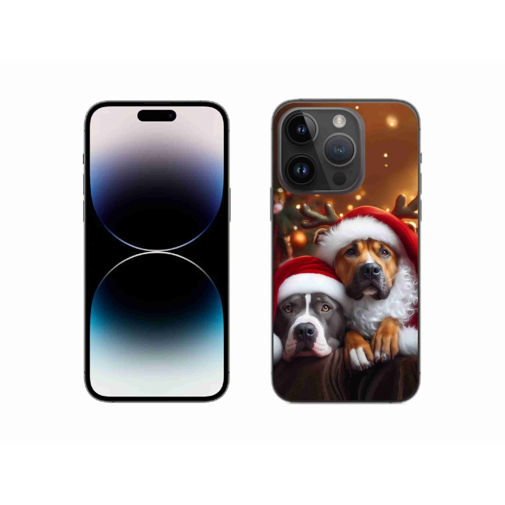 Gélový kryt mmCase na iPhone 14 Pro - vianočné psy