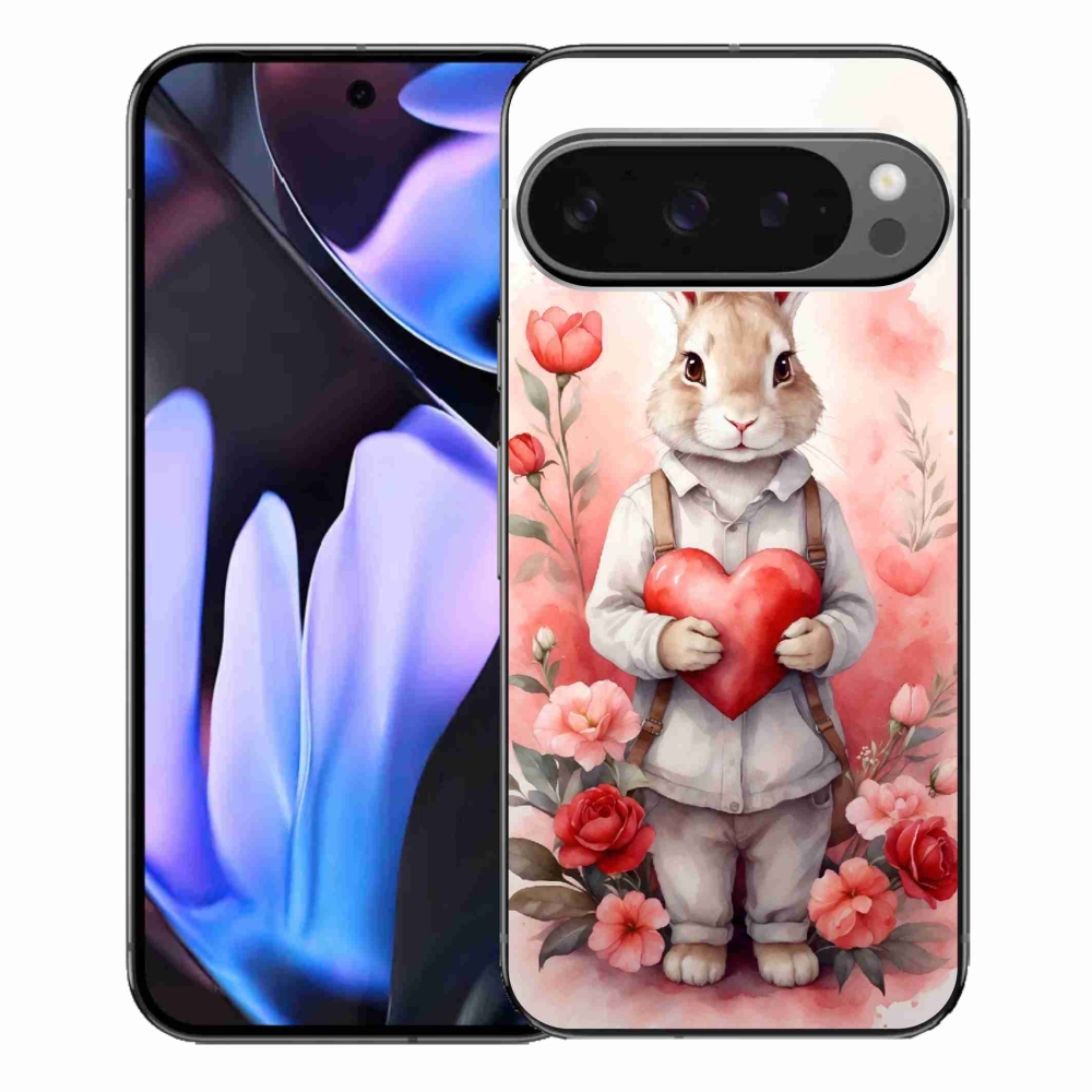 Gélový kryt mmCase na Google Pixel 9 Pro XL - zajac so srdiečkom