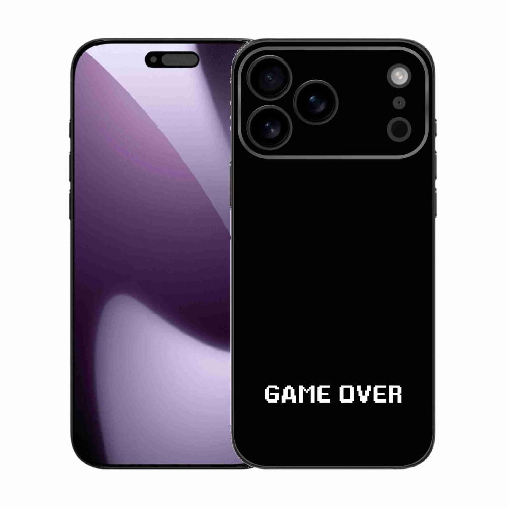 Gélový kryt mmCase na iPhone 17 Pro Max - game over čierne pozadie