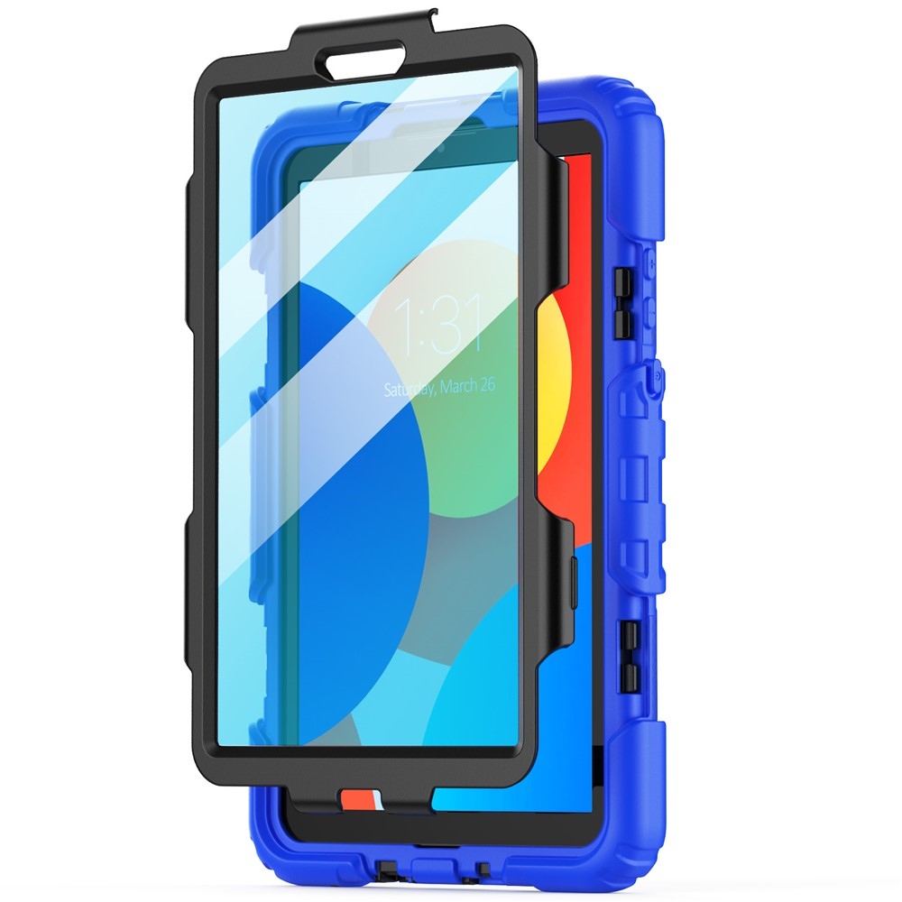 Strap odolný kryt s držiakom na ruku a ramenným popruhom na Xiaomi Redmi Pad SE 8.7 - tmavomodrý