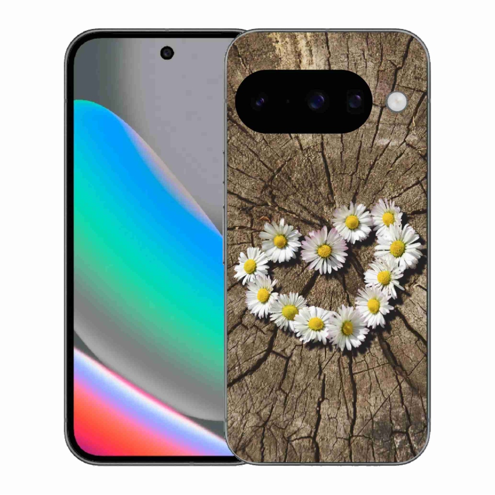 Gélový kryt mmCase na Google Pixel 10 - srdce z margaréty