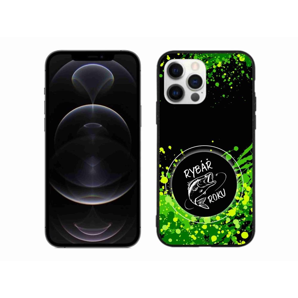 Gélový kryt mmCase na iPhone 12 Pro Max - rybár roku čierne pozadie