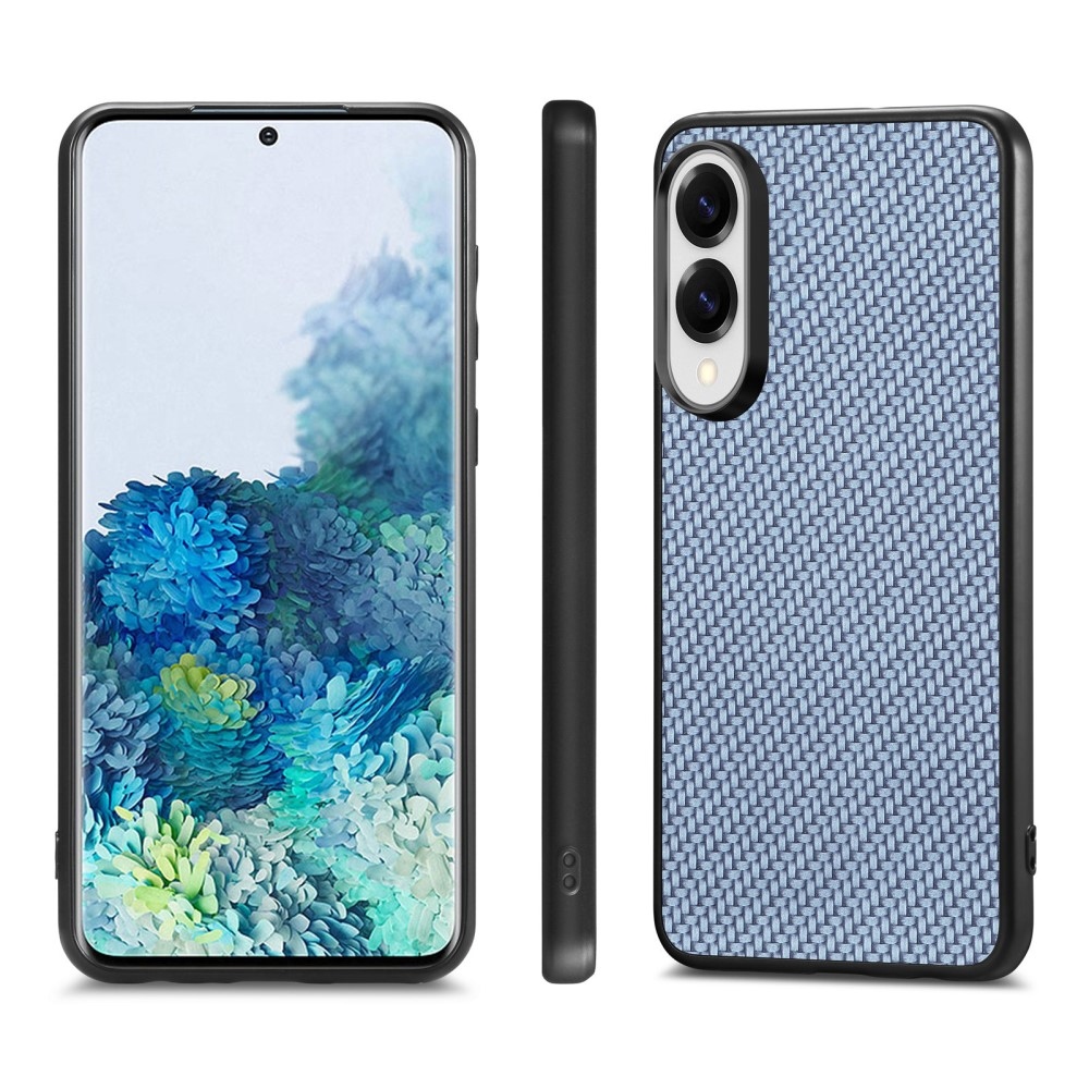 Coat gélový obal s umelou kožou a pevným chrbtom na Samsung Galaxy S25 Edge - modrý