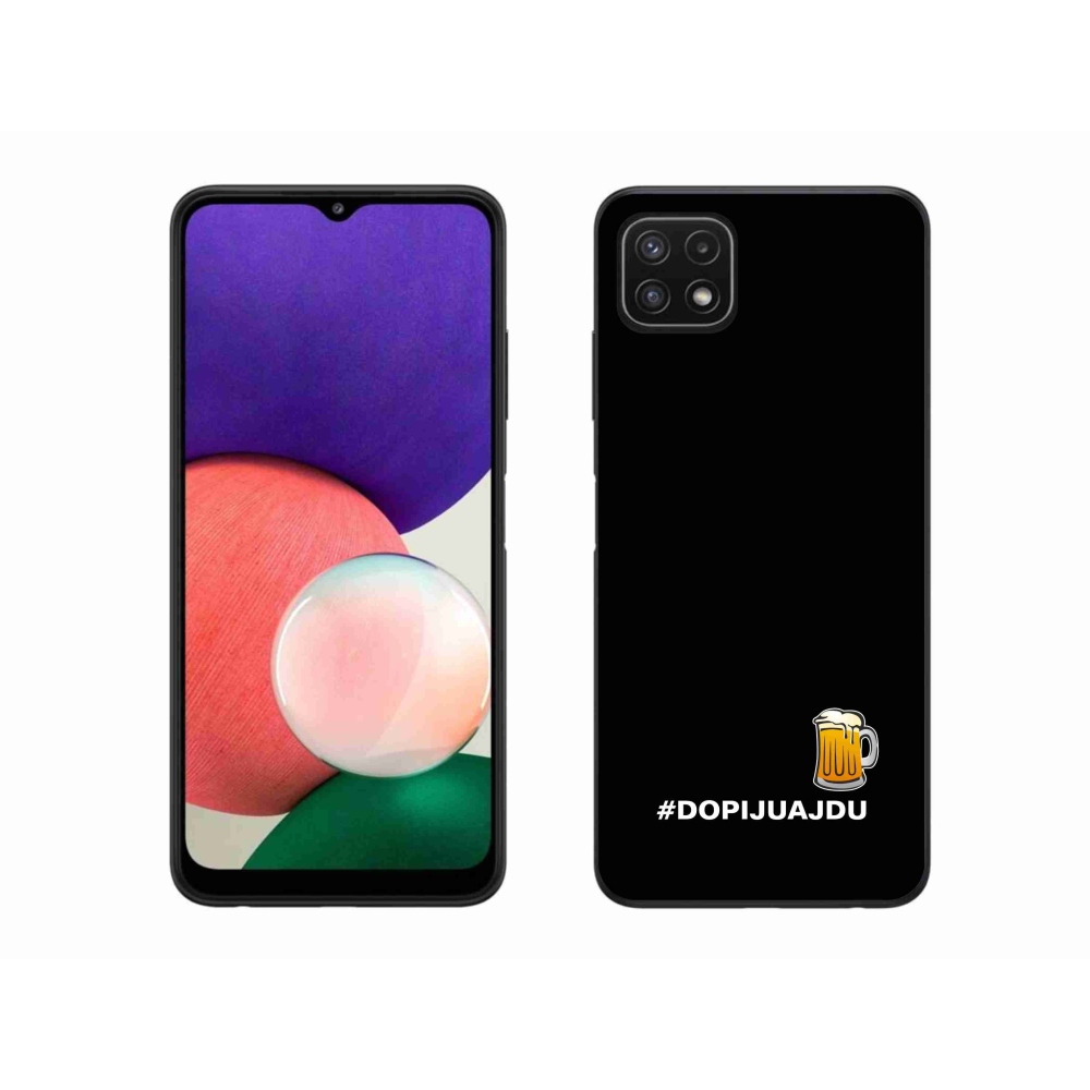 Gélový kryt mmCase na Samsung Galaxy A22 5G - pivný motív 1 čierne pozadie