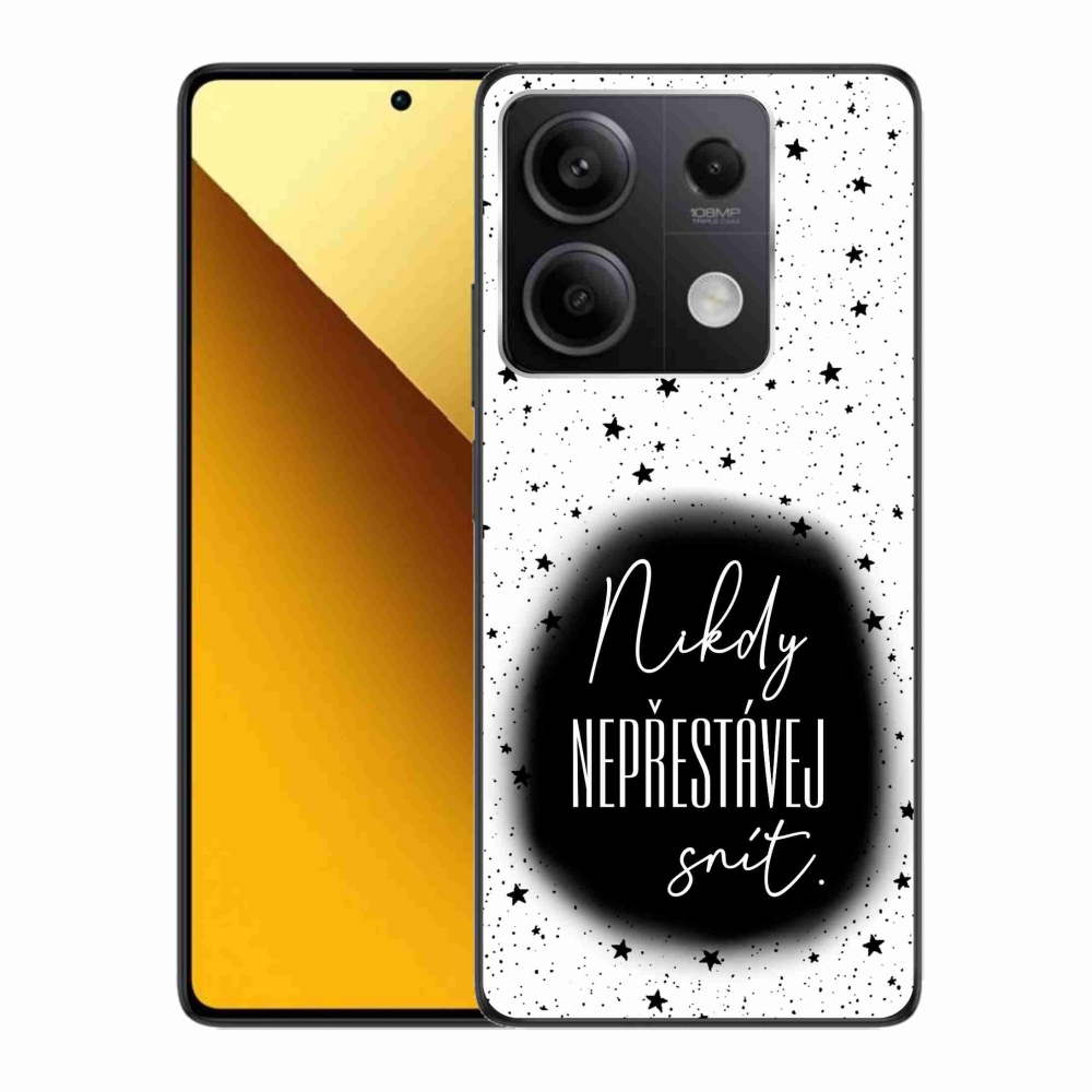 Gélový kryt mmCase na Xiaomi Redmi Note 13 5G - citát 1 čiernobiele pozadie
