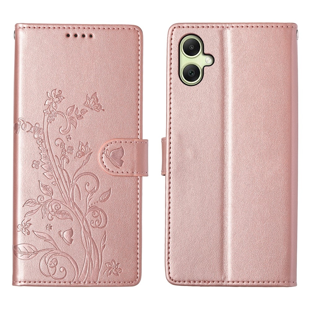 Flowery knižkové puzdro na Samsung Galaxy A07 4G - ružovozlaté