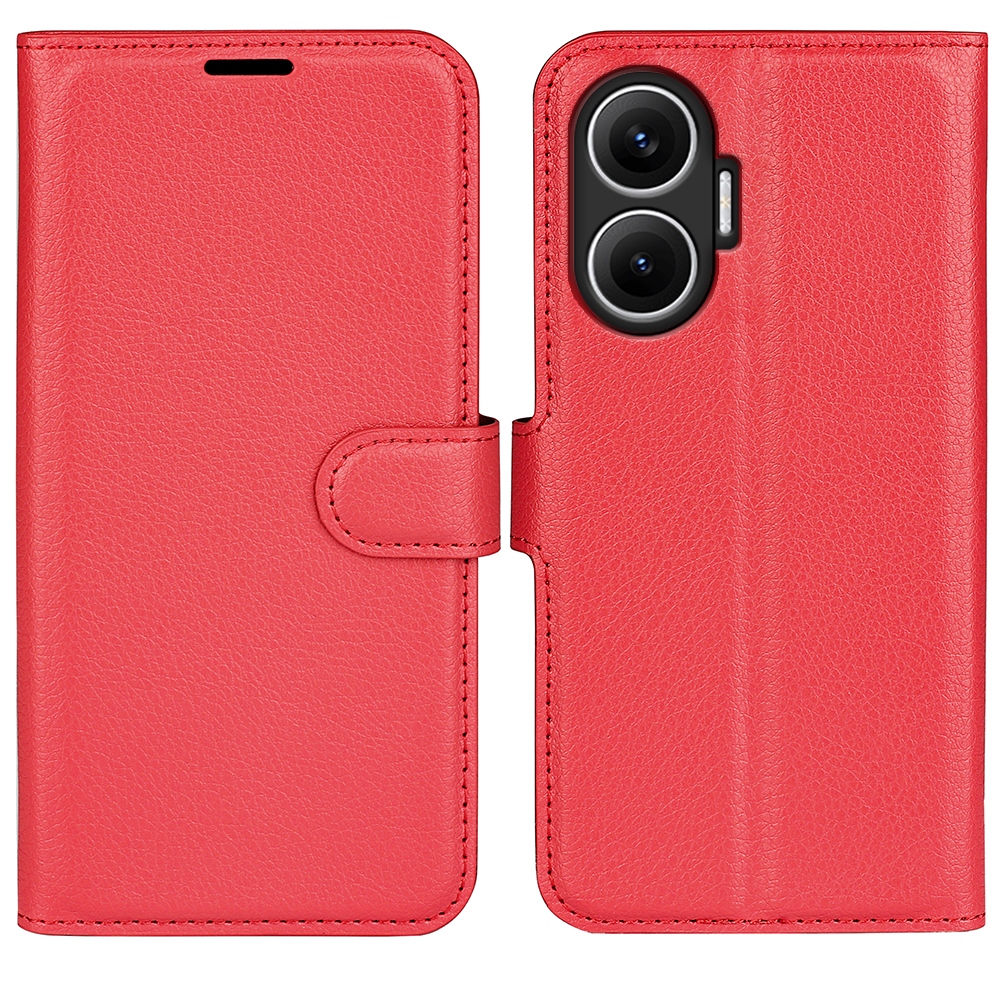 Litchi knižkové puzdro na Xiaomi Poco F7 5G - červené