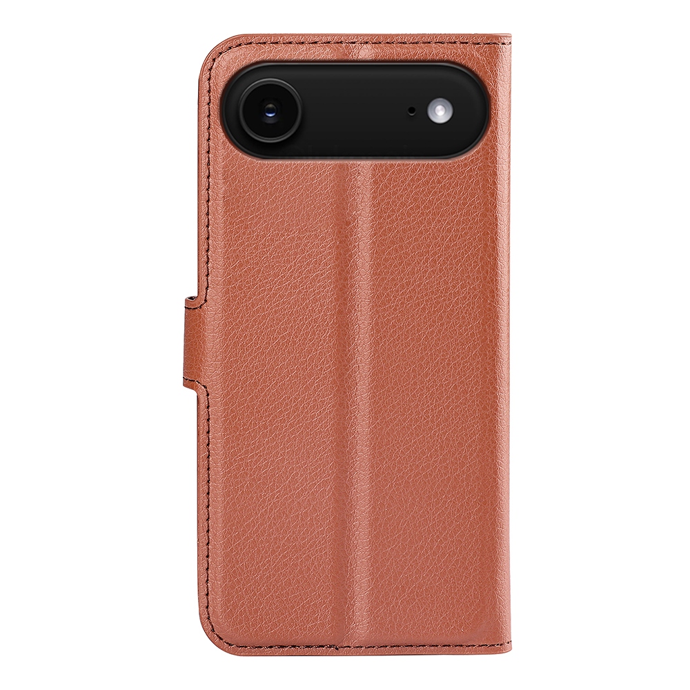 Litchi knižkové púzdro na iPhone 17 Air - hnedé