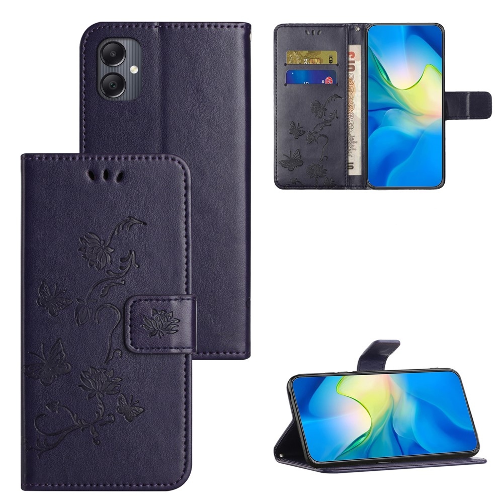 Flower knižkové púzdro na Samsung Galaxy A07 4G - tmavofialové