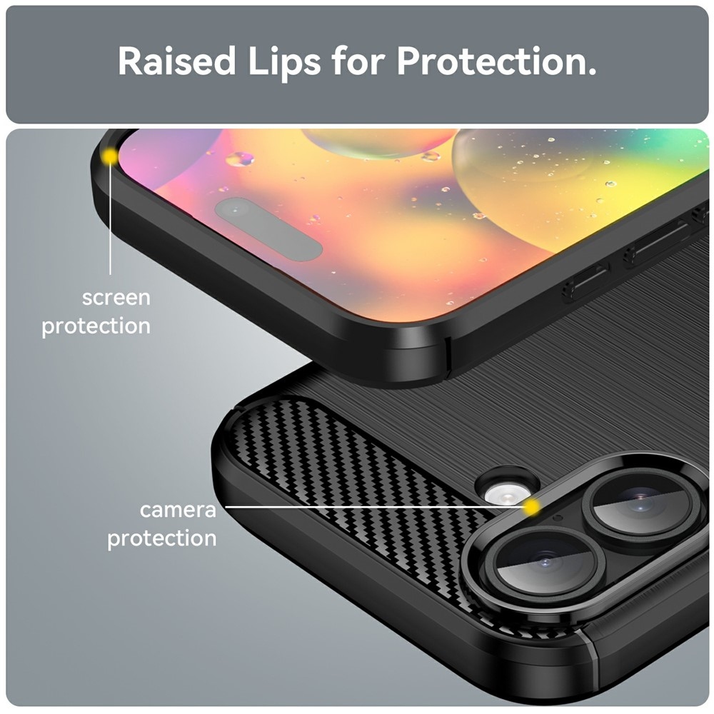Carbon odolný gélový obal na iPhone 17 - čierny