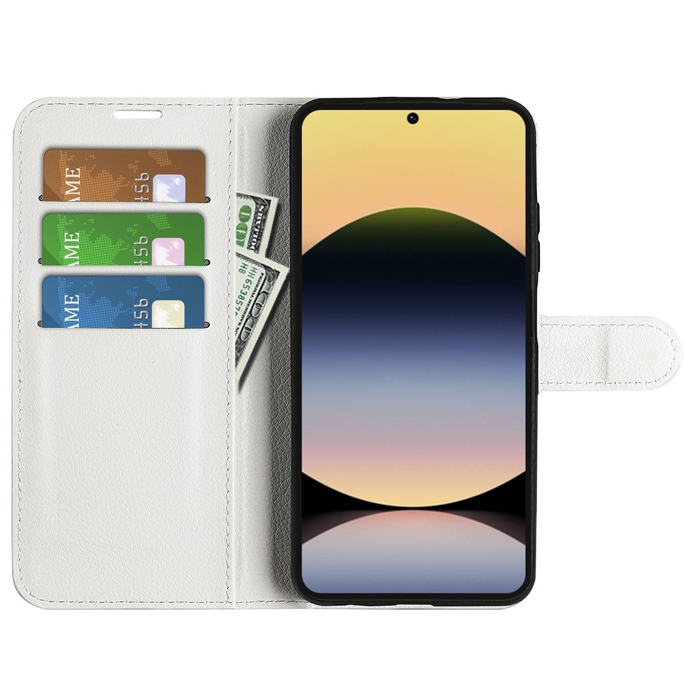 Litchi knižkové púzdro na Xiaomi Redmi Note 14S - biele