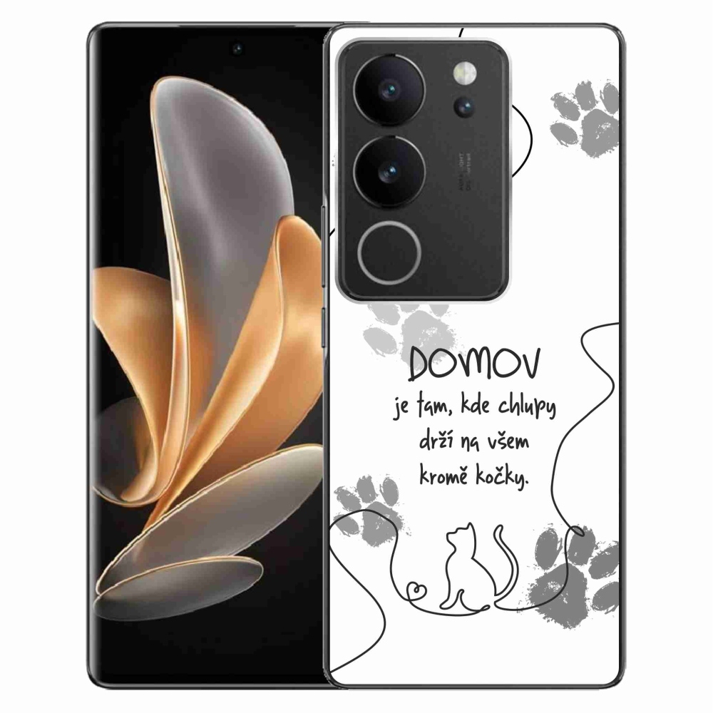 Gélový kryt mmCase na Vivo V29 5G - mačacie motív biele pozadie