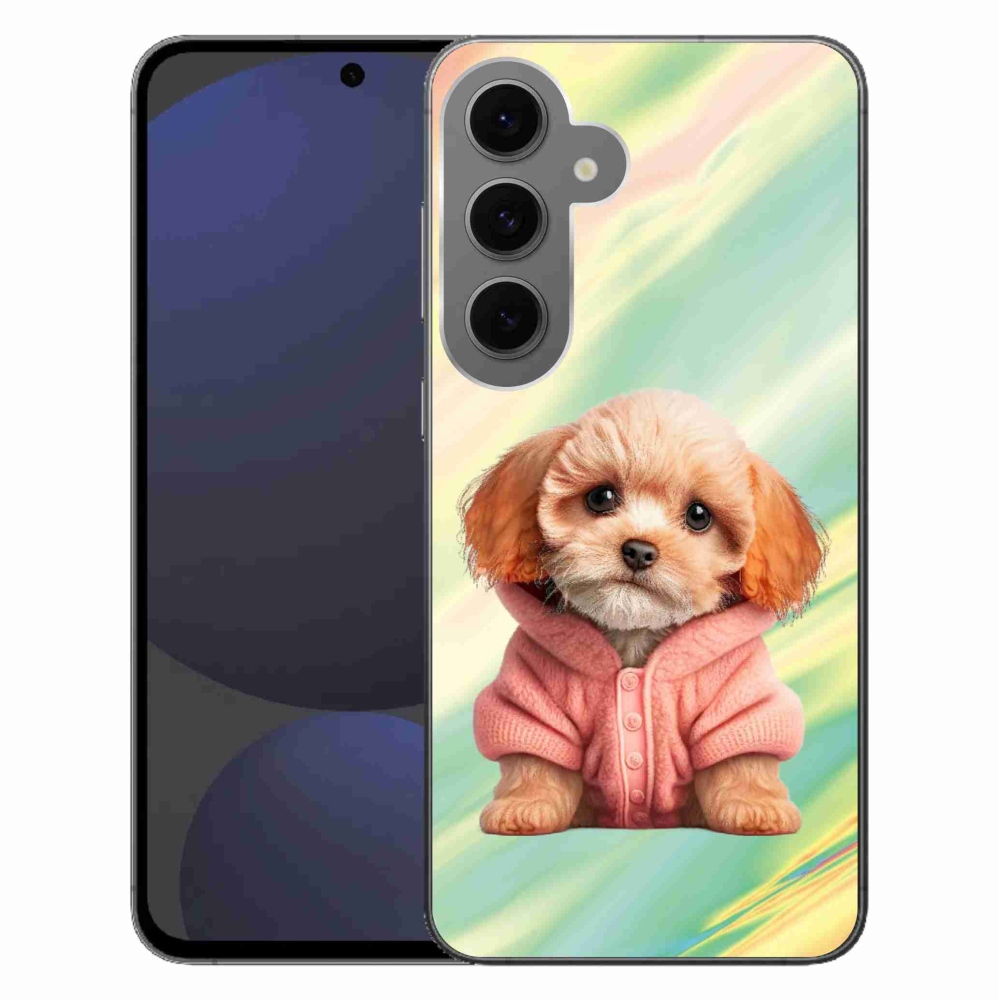 Gélový kryt mmCase na Samsung Galaxy S24 FE - šteňa vo svetri