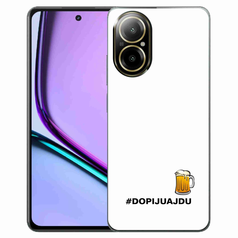 Gélový kryt mmCase na Realme C67 - pivný motív 1 biele pozadie