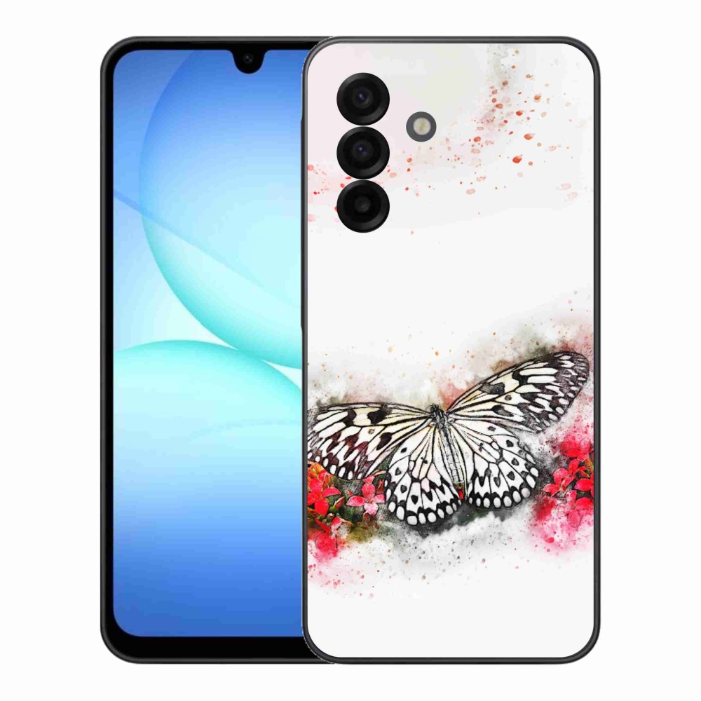 Gélový kryt mmCase na Samsung Galaxy A17 4G/5G - čiernobiely motýľ