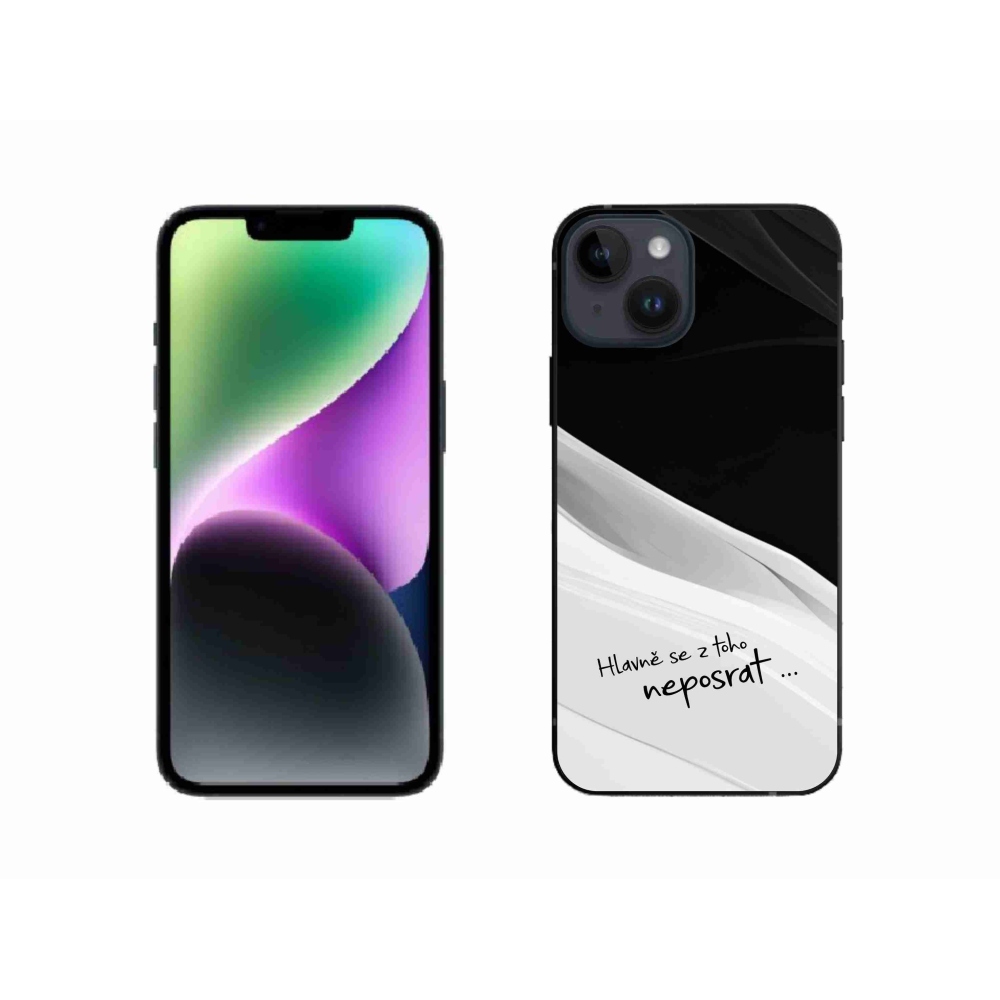 Gélový kryt mmCase na iPhone 14 - vtipný text 13 bieločierne pozadie
