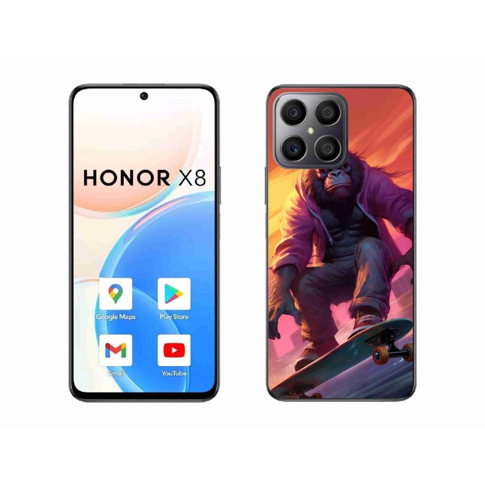 Gélový kryt mmCase na Honor X8 - gorila na skateboarde