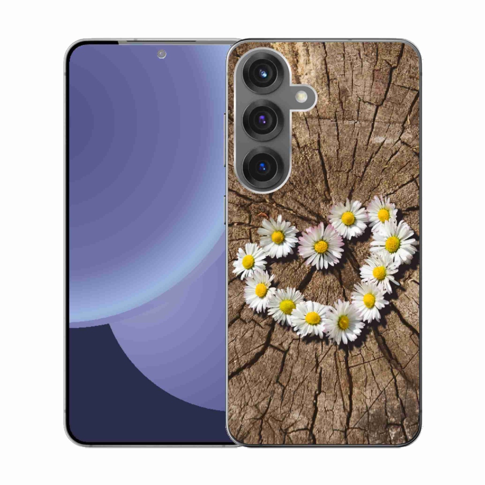 Gélový kryt mmCase na Samsung Galaxy S25 - srdce z margaréty
