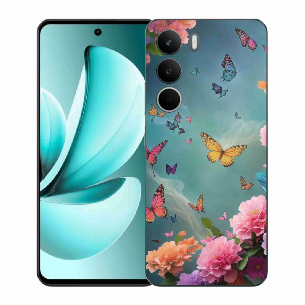 Gélový kryt mmCase na Realme C71 - farebné kvety a motýle