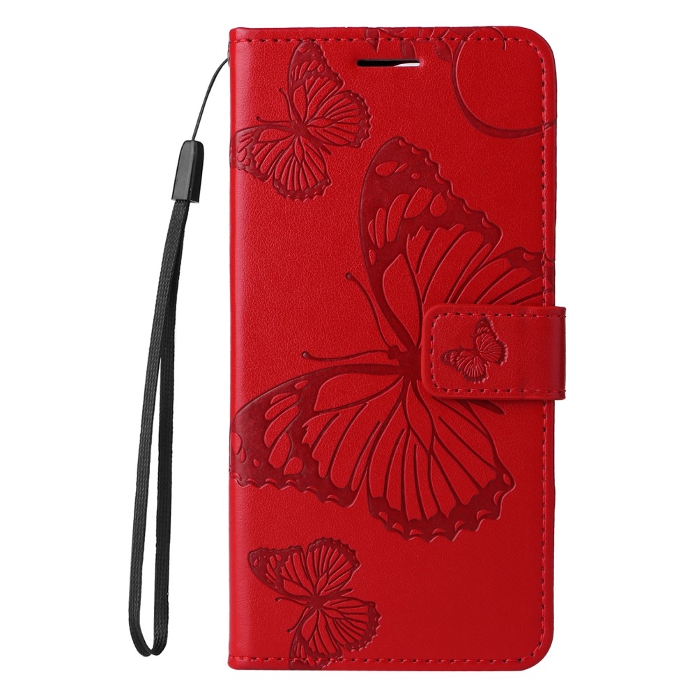 Big Butterfly knižkové púzdro na Xiaomi Redmi Note 14 5G - červené