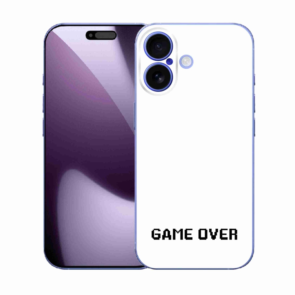 Gélový kryt mmCase na iPhone 17 - game over biele pozadie